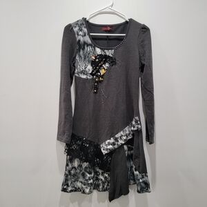 SYLC CAMISA Gray Long Sleeve Dress Sz Small